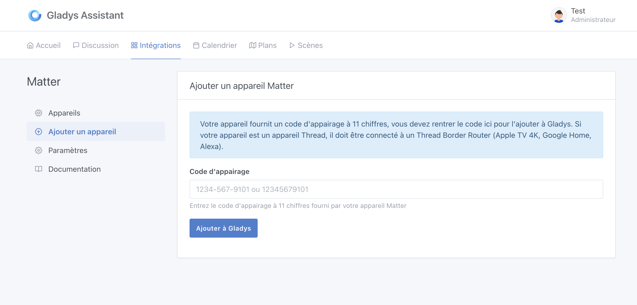 Ajouter un appareil Matter