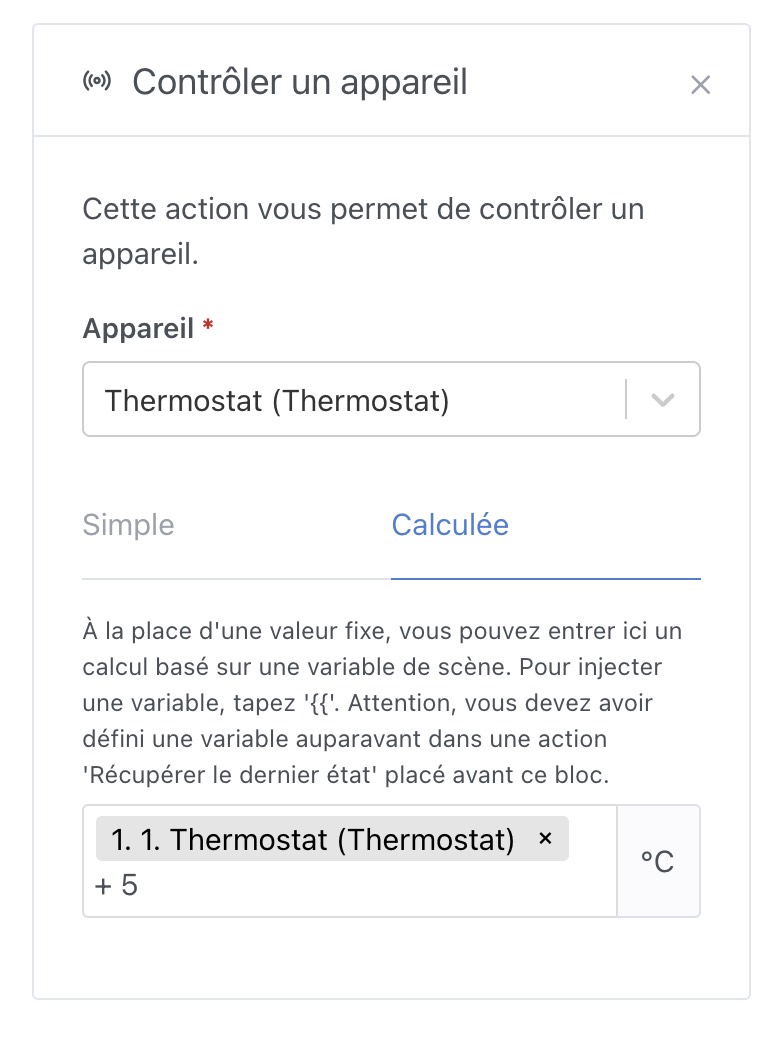 Contrôle un appareil avec calcul